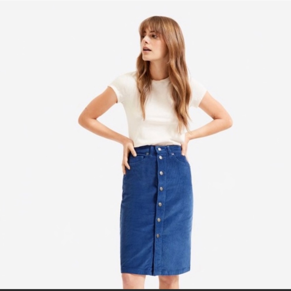 Button Front Corduroy Skirt